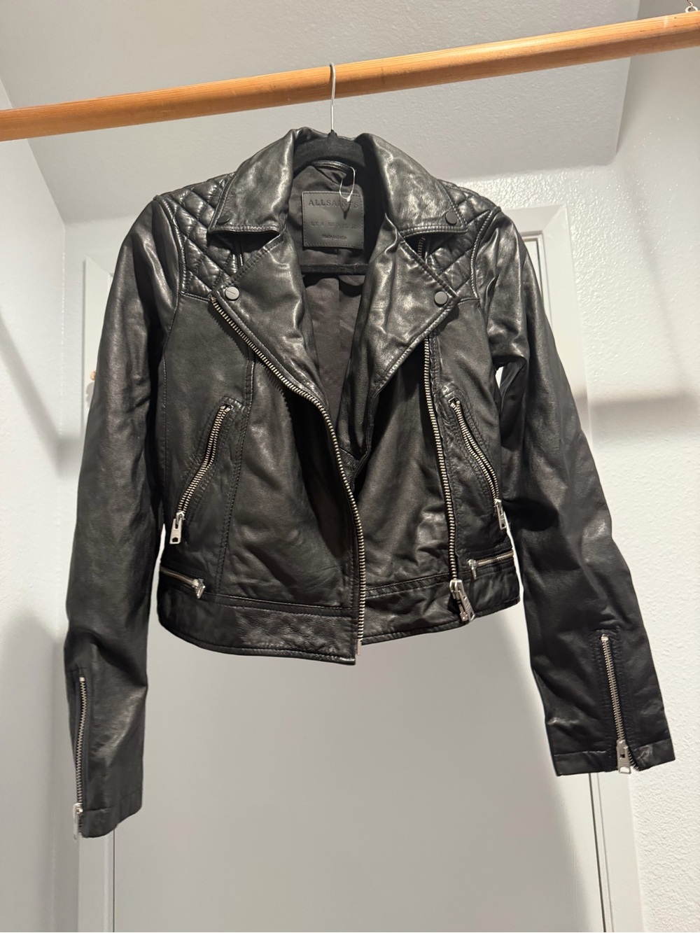 All Saints Black Conroy Biker Jacket